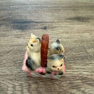 Antique Miniature Bisque Cats in Basket